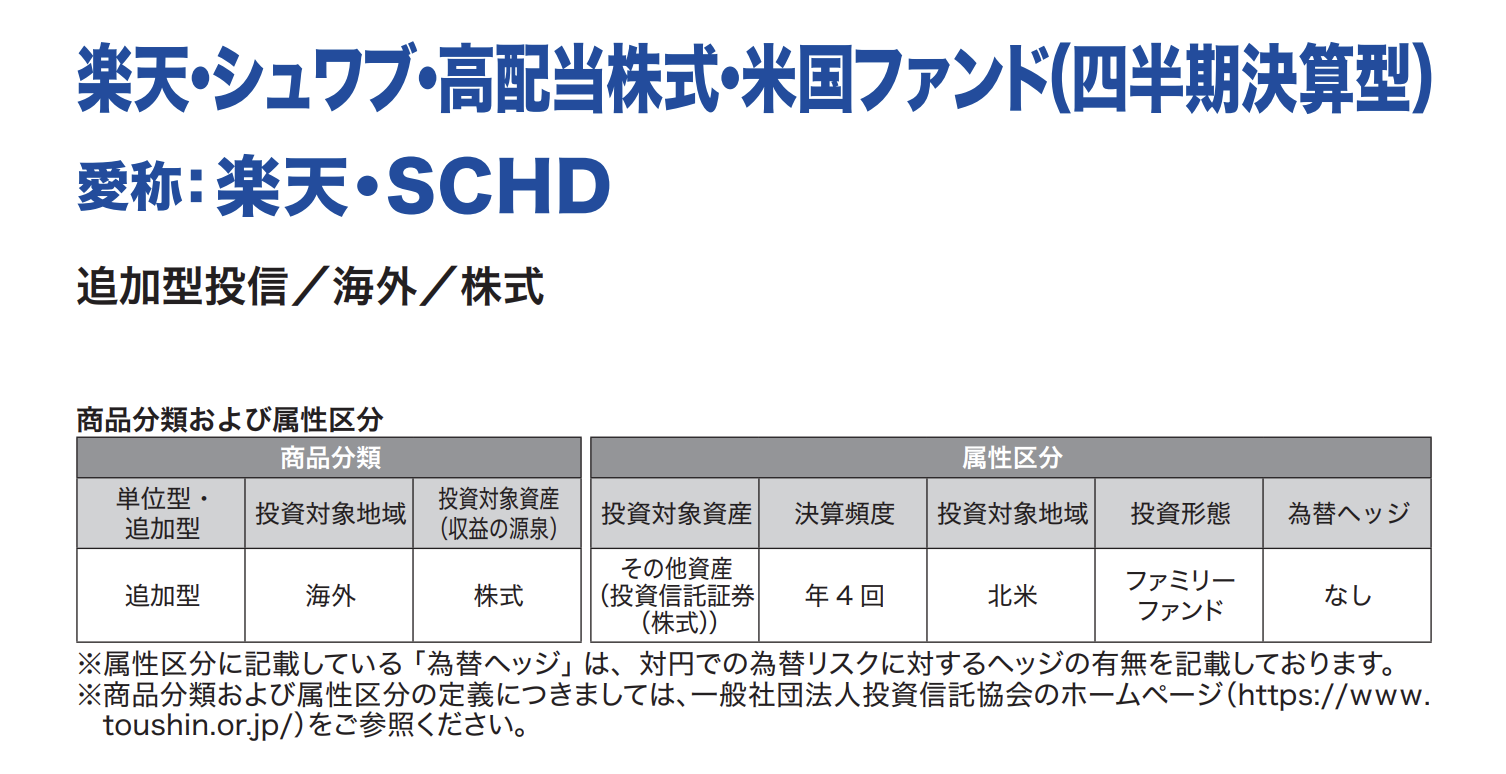 楽天・シュワブ・高配当株式・米国ファンド（四半期決算型）